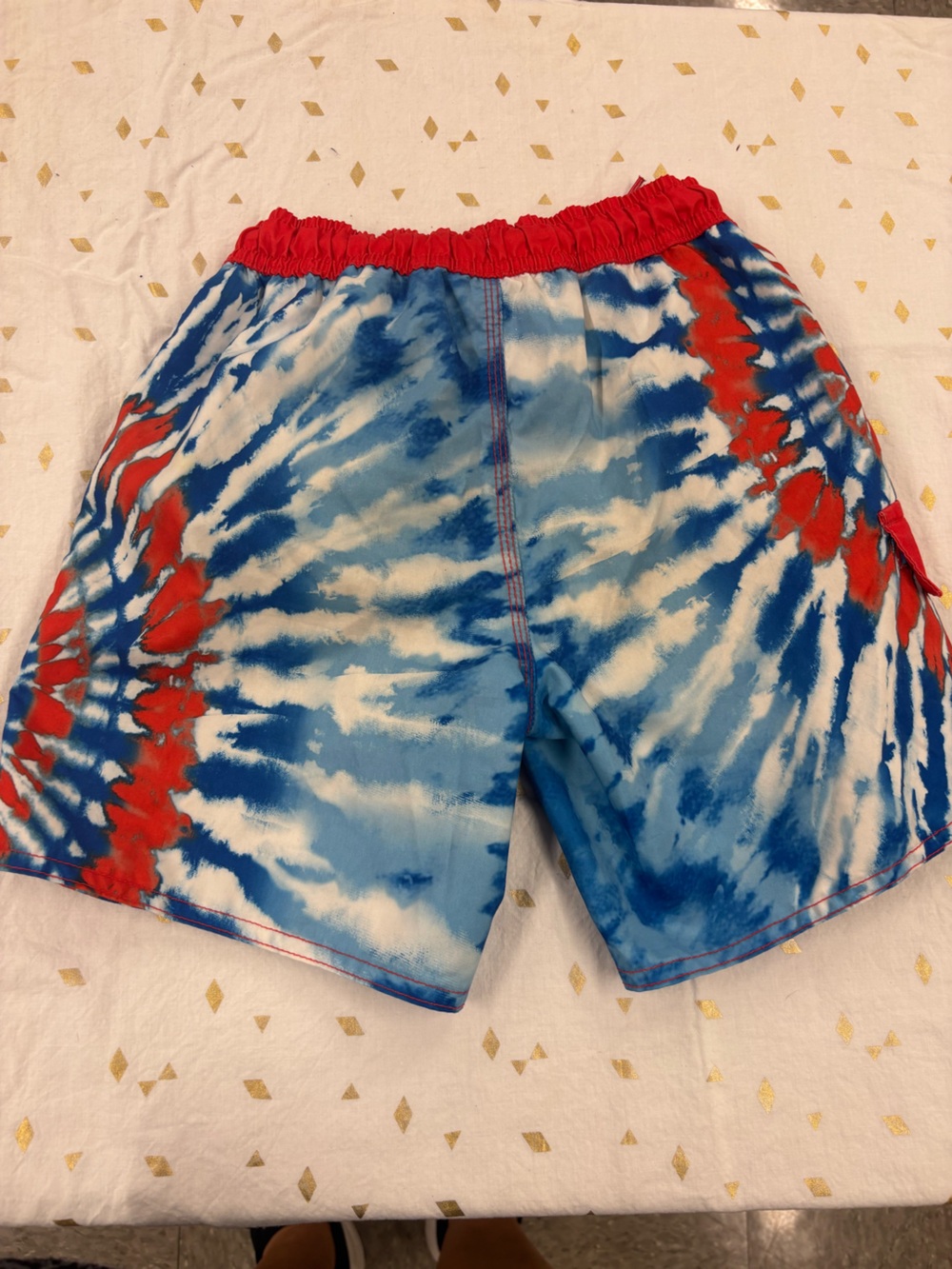 Red, White & Blue Tie-Dye swim Shorts